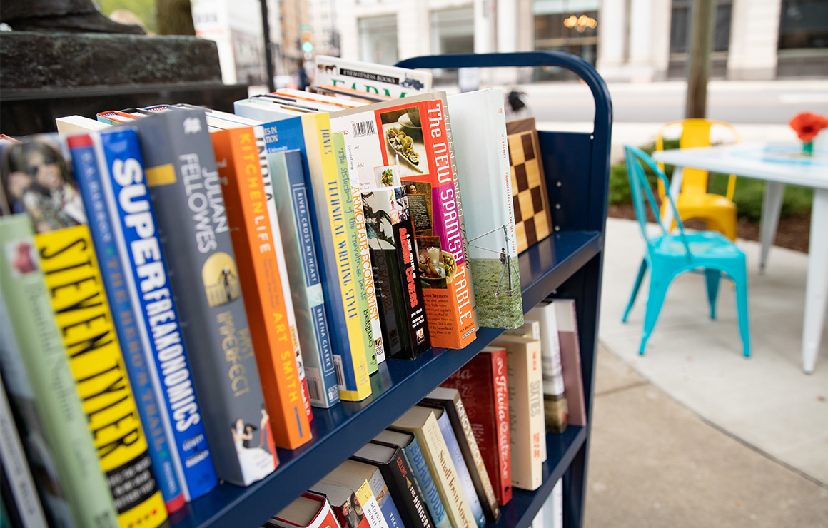 Book Cart Postman's Porch Milwaukee Downtown 