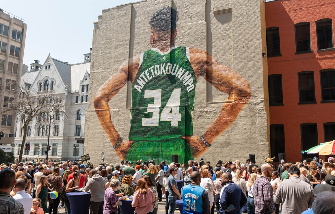 Giannis Mural Milwaukee Downtown