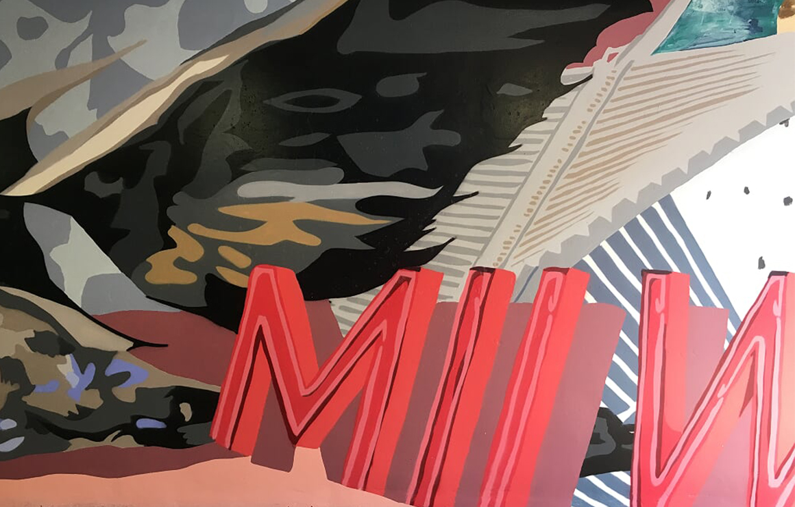 Part of the Migration mural features the word Milwaukee.