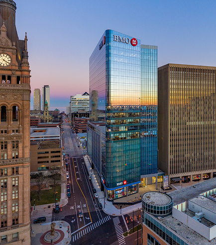 The BMO building in downtown Milwaukee.