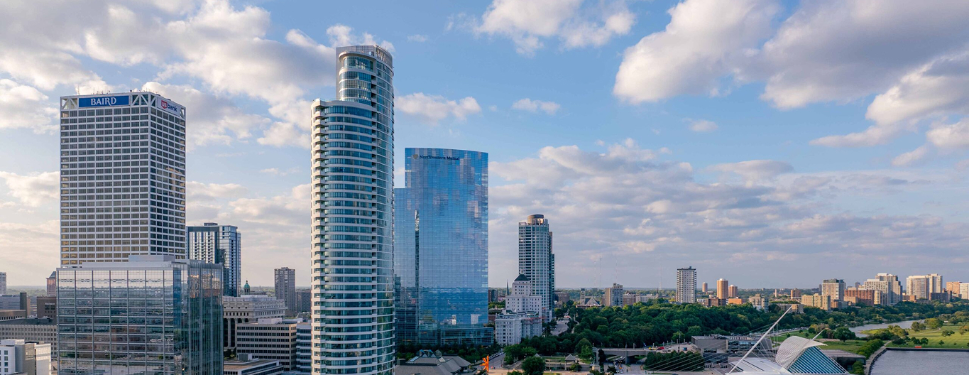 Downtown full glass skyscrapers.