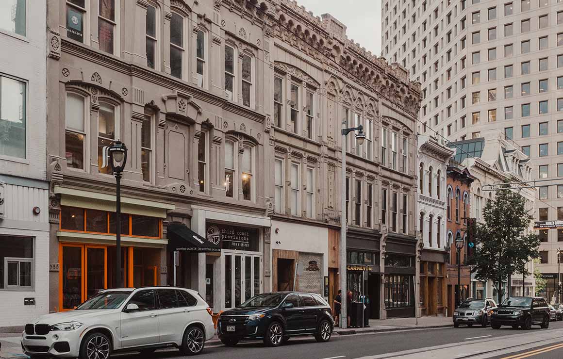 Buildings along Milwaukee Street.