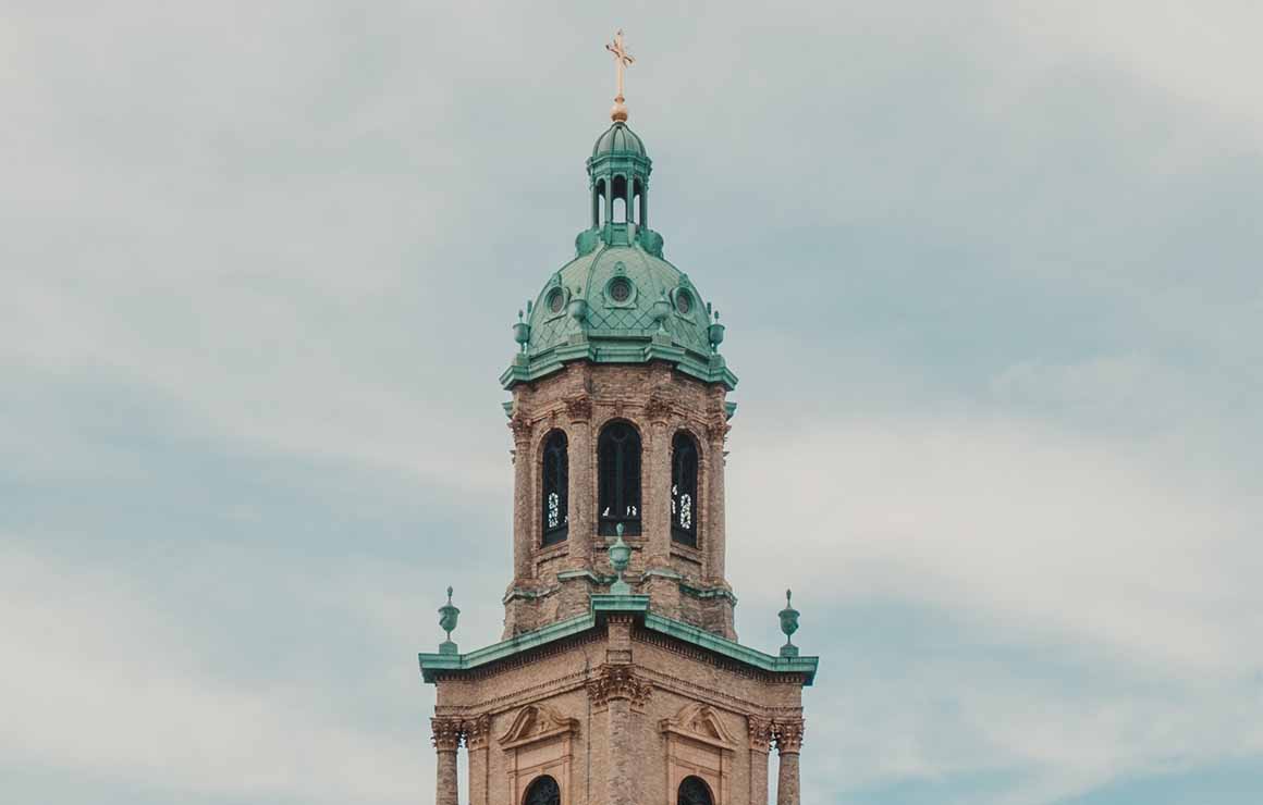 The top of St. John the Evangelist church.