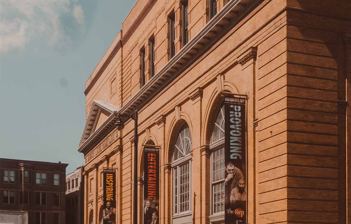 The exterior of the Milwaukee Repertory Theater.