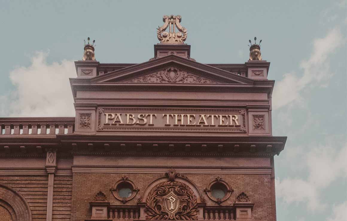 The exterior corner of the Pabst Theater.