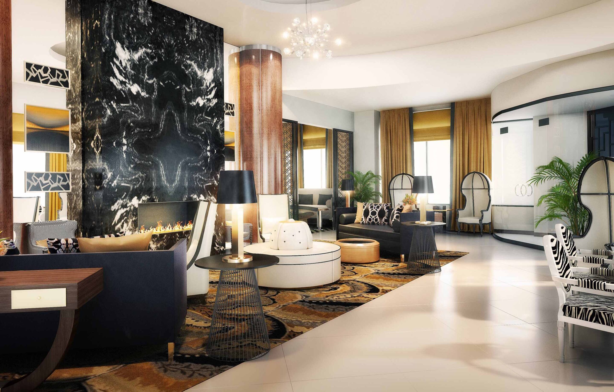 The Hotel Metro lobby features funky seating options and eye-catching design.