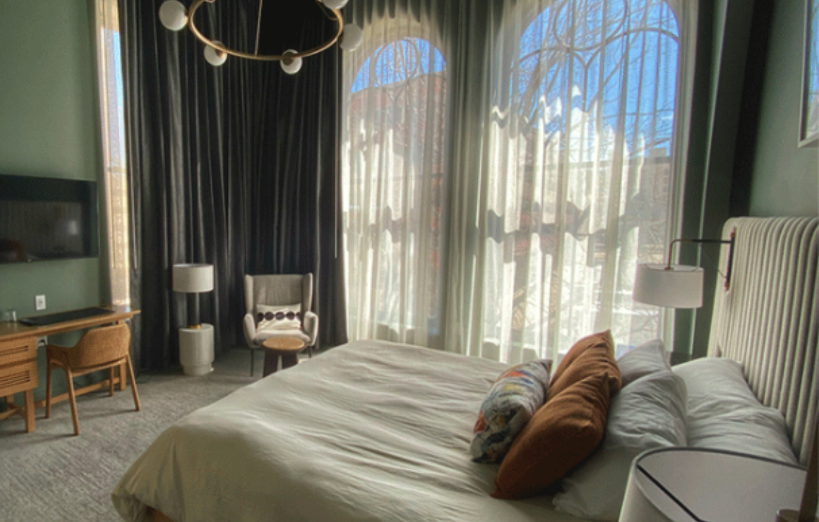 A cozy room at the Kinn Guesthouse.